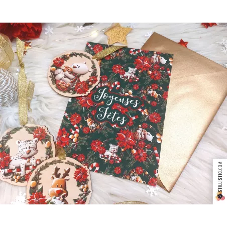 Pack décoration de Noël + carte de voeux + enveloppe