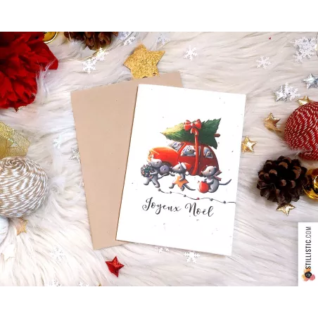Carte de voeux Noël à planter Souris