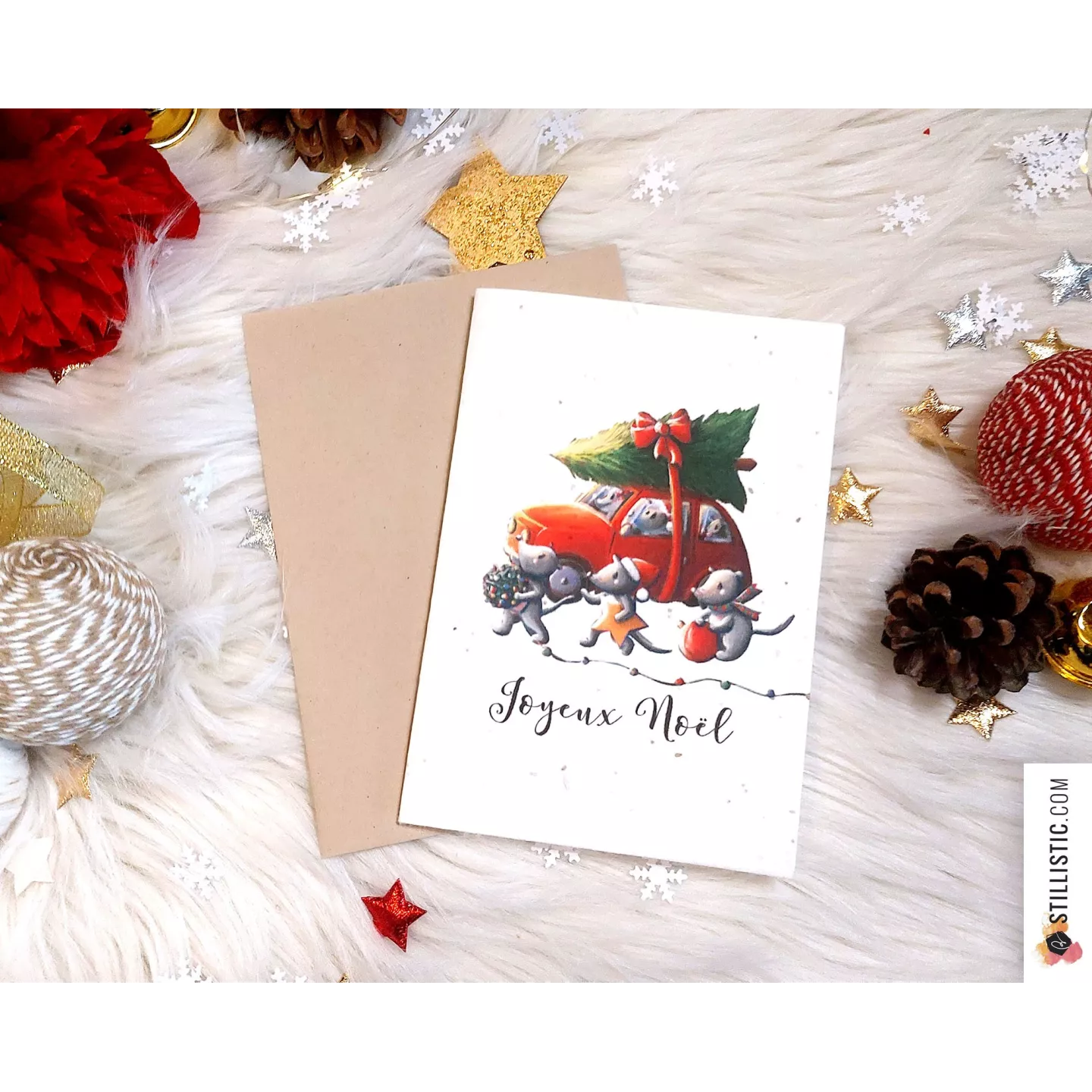 Carte de voeux Noël à planter Souris