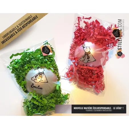 Boule de Noël incassable personnalisable et éco-responsable