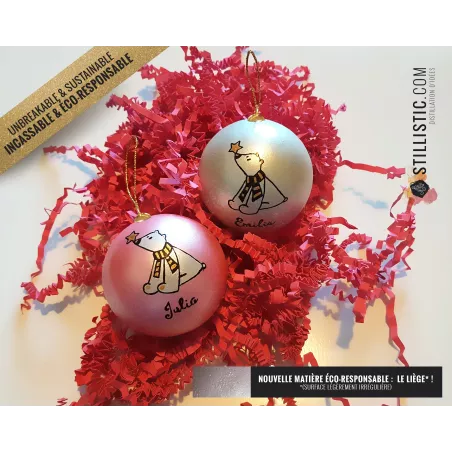 Boule de Noël incassable personnalisable et éco-responsable