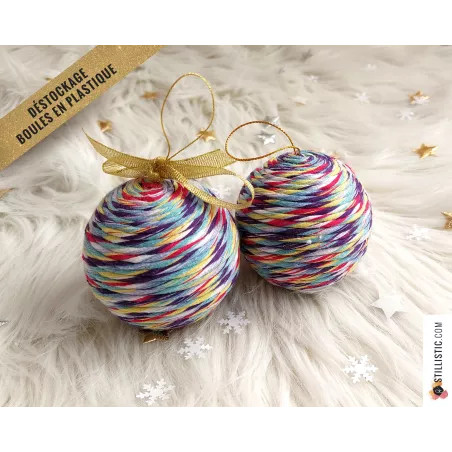 Déstockage Boule de Noël plastique Coton multicolore incassable