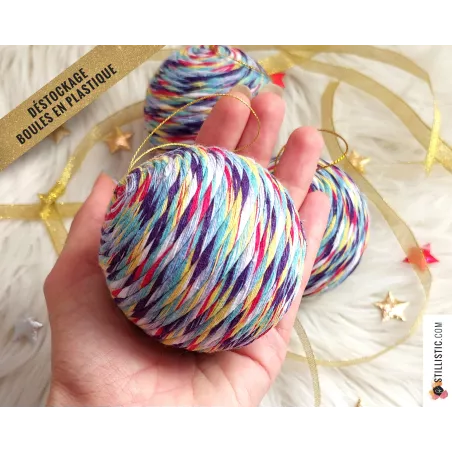 Déstockage Boule de Noël plastique Coton multicolore incassable