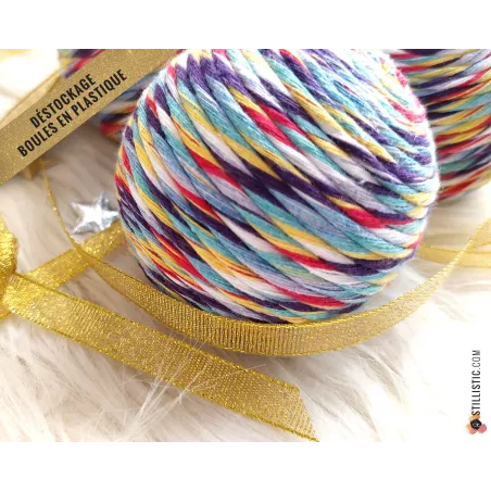 Déstockage Boule de Noël plastique Coton multicolore incassable
