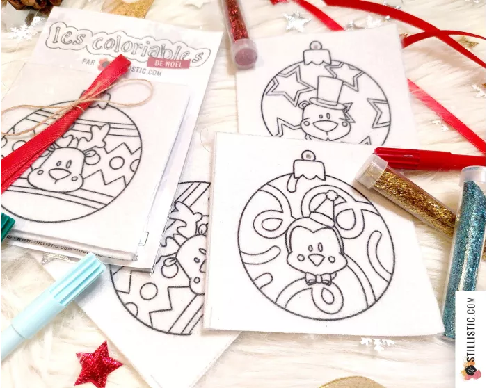 Kit 3 boules de Noël à colorier