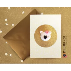 Carte de voeux dorée grand format Décoration chambre Anniversaire Naissance Fille Fête Ours polaire + enveloppe Noël