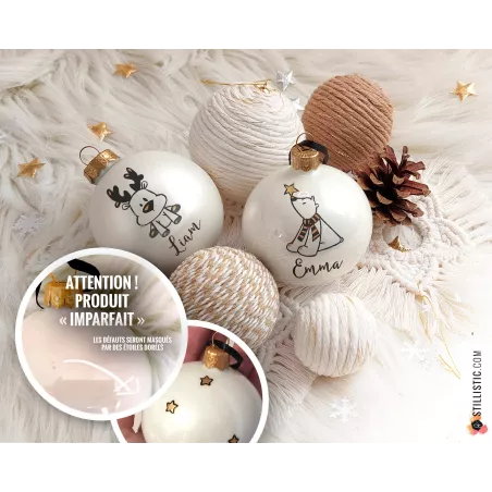 Boule de Noël en verre Ours Renard Licorne Panda personnalisable