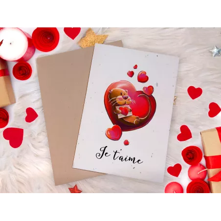 Carte de voeux Saint-Valentin à planter Loutre Coeur