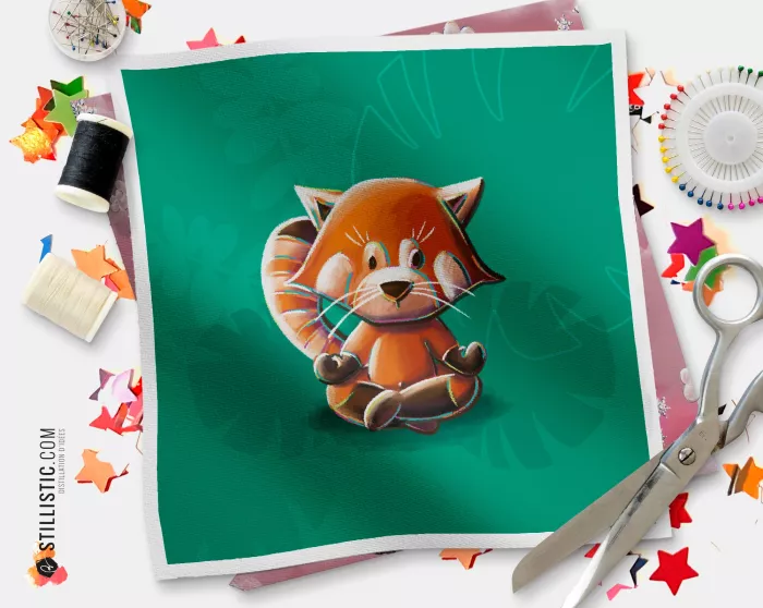 Coupon illustré  Panda Roux Yoga Lotus ou minky