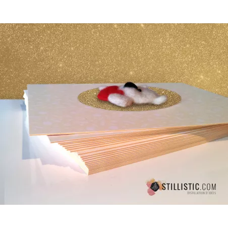 Carte de voeux dorée grand format Décoration chambre Saint-Valentin Fête des Mères Ours polaire et coeur laine feutrée + envelop