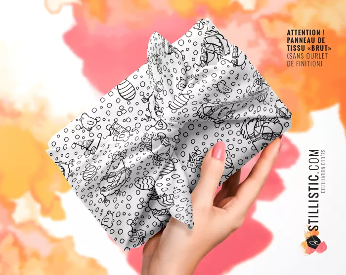 Coupon Furoshiki Poulette de Pâques à colorier