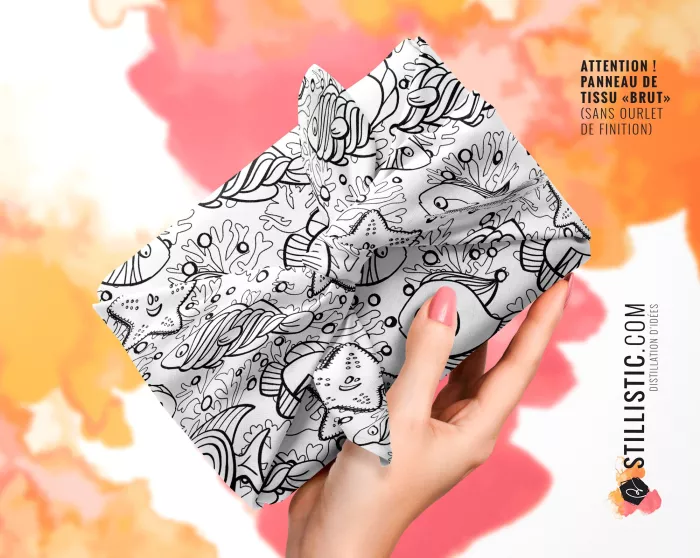 Coupon Furoshiki coloriable Poissons bonbons