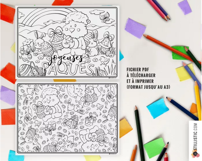 Set de table Agneau Pâques à imprimer et colorier