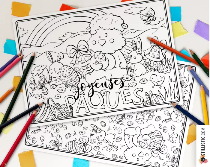 Set de table Agneau Pâques à imprimer et colorier
