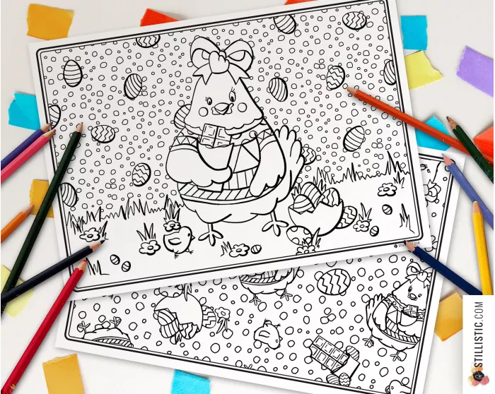 Set de table Poulette Pâques à imprimer et colorier