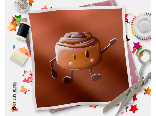Coupon illustré Cinnamon Roll coton ou minky