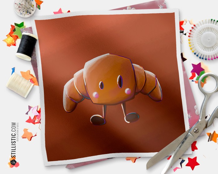 Coupon illustré Croissant coton ou minky