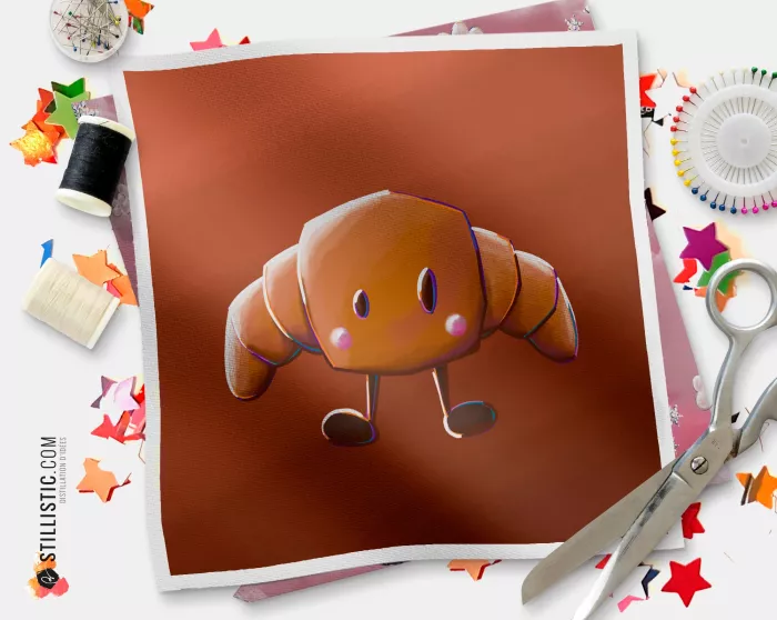 Coupon illustré Croissant coton ou minky