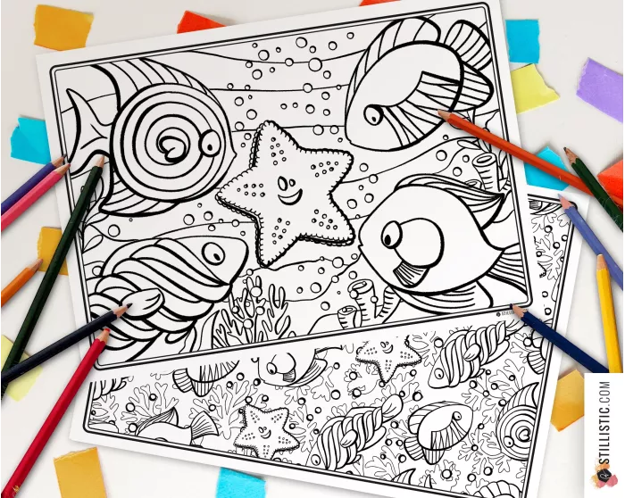 Set de table Poissons Bonbons à imprimer et colorier