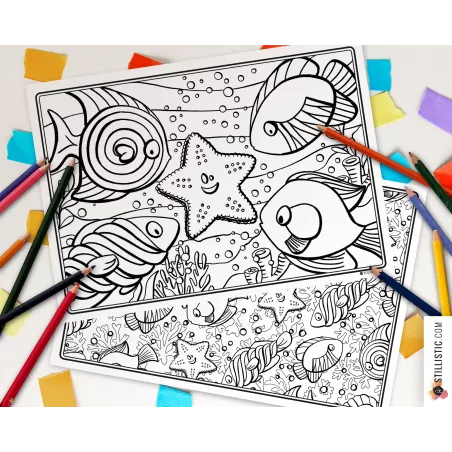 Set de table Poissons Bonbons à imprimer et colorier