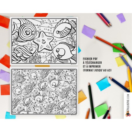 Set de table Poissons Bonbons à imprimer et colorier