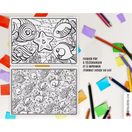 Set de table Poissons Bonbons à imprimer et colorier