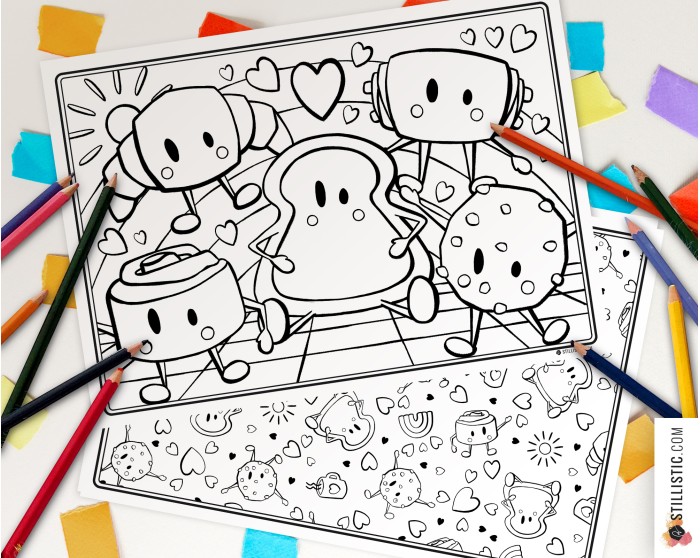 Set de table Amis du Petit Déjeuner à imprimer et colorier