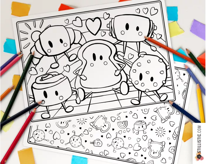 Set de table Amis du Petit Déjeuner à imprimer et colorier