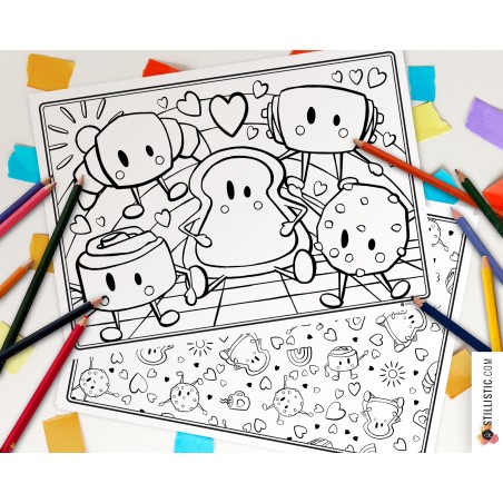 Set de table Amis du Petit Déjeuner à imprimer et colorier