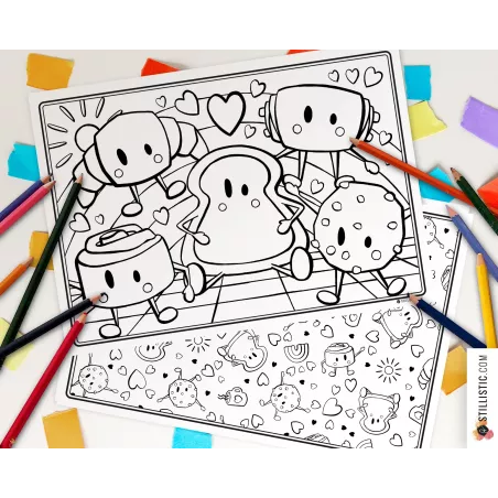 Set de table Amis du Petit Déjeuner à imprimer et colorier