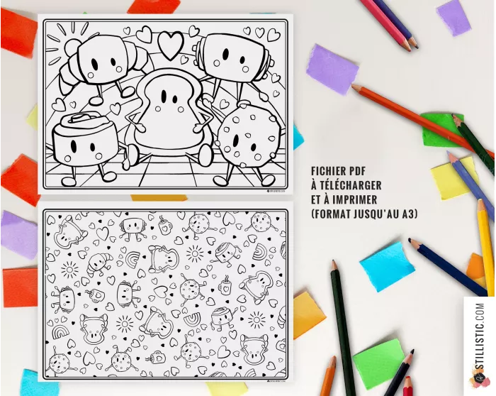 Set de table Amis du Petit Déjeuner à imprimer et colorier