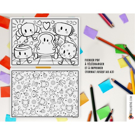 Set de table Amis du Petit Déjeuner à imprimer et colorier