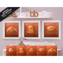 Triptyque lot de 3 Cadres Amis du Petit Déjeuner 25x25cm