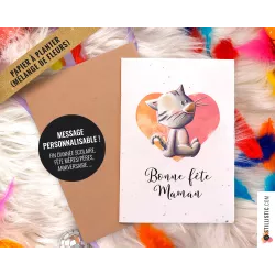 Carte de voeux à planter Chat + enveloppe Message personnalisable