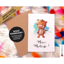 Carte de voeux à planter Tigre + enveloppe Message personnalisable