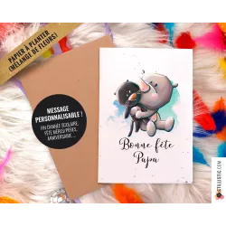 Carte de voeux à planter Rhinocéros + enveloppe Message personnalisable