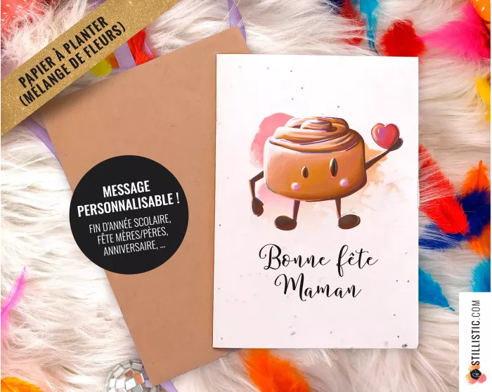 Carte de voeux à planter Cinnamon Roll + enveloppe