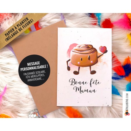 Carte de voeux à planter Cinnamon Roll + enveloppe