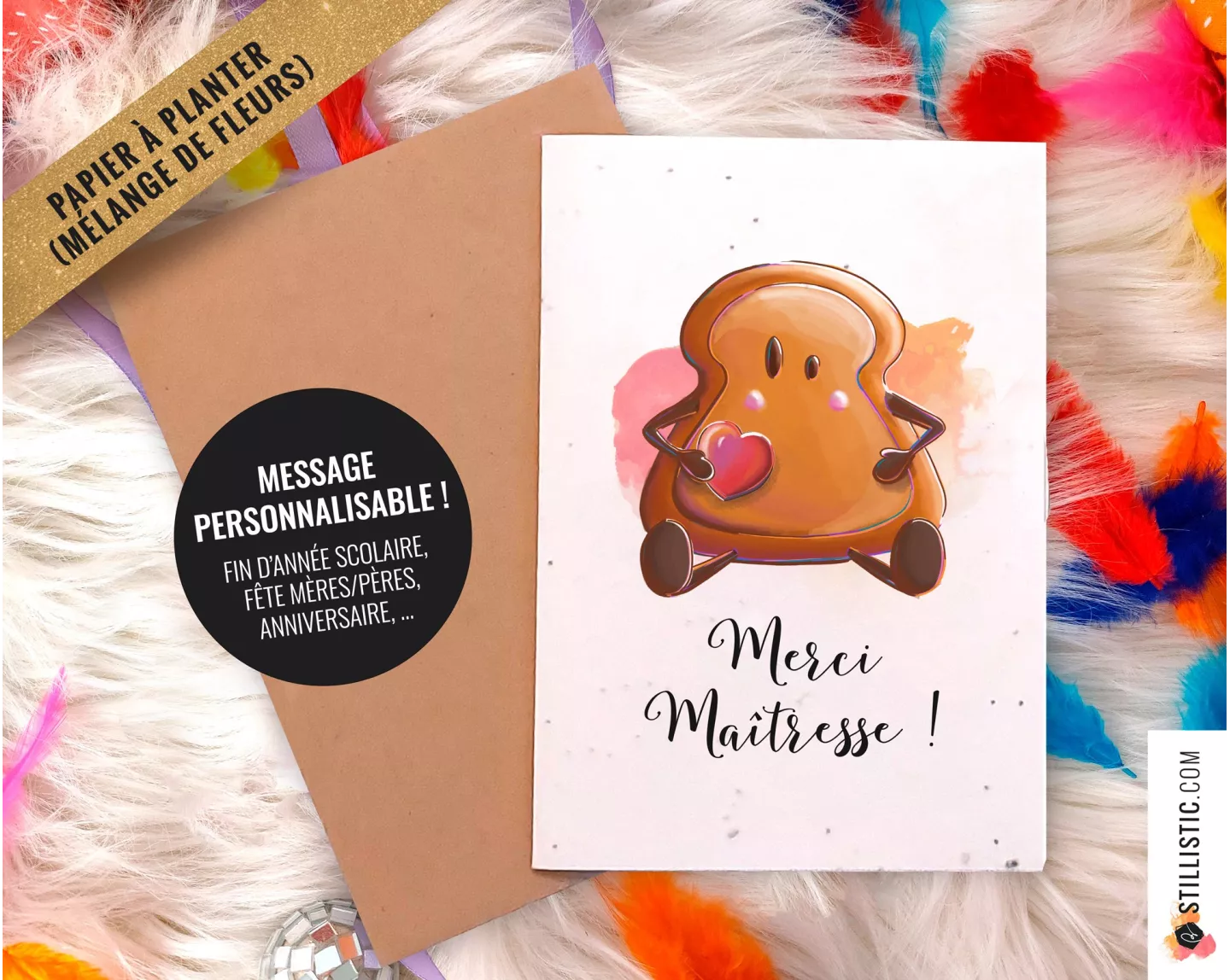 Carte de voeux à planter Tartine + enveloppe Message personnalisable