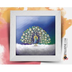 Cadre carré avec Illustration  Paon de Noel Flocons de neige pour Chambre Enfant bébé 25x25cm