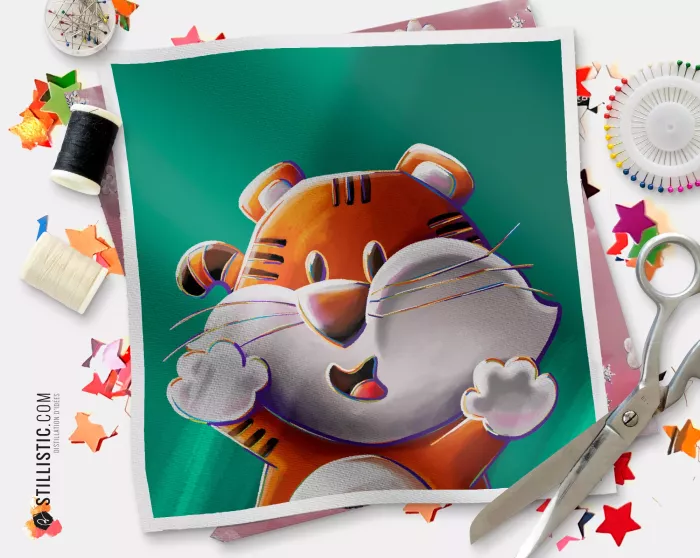 Coupon illustré  Tigre Les Lou-Sticks coton ou minky