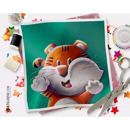 Coupon illustré  Tigre Les Lou-Sticks coton ou minky