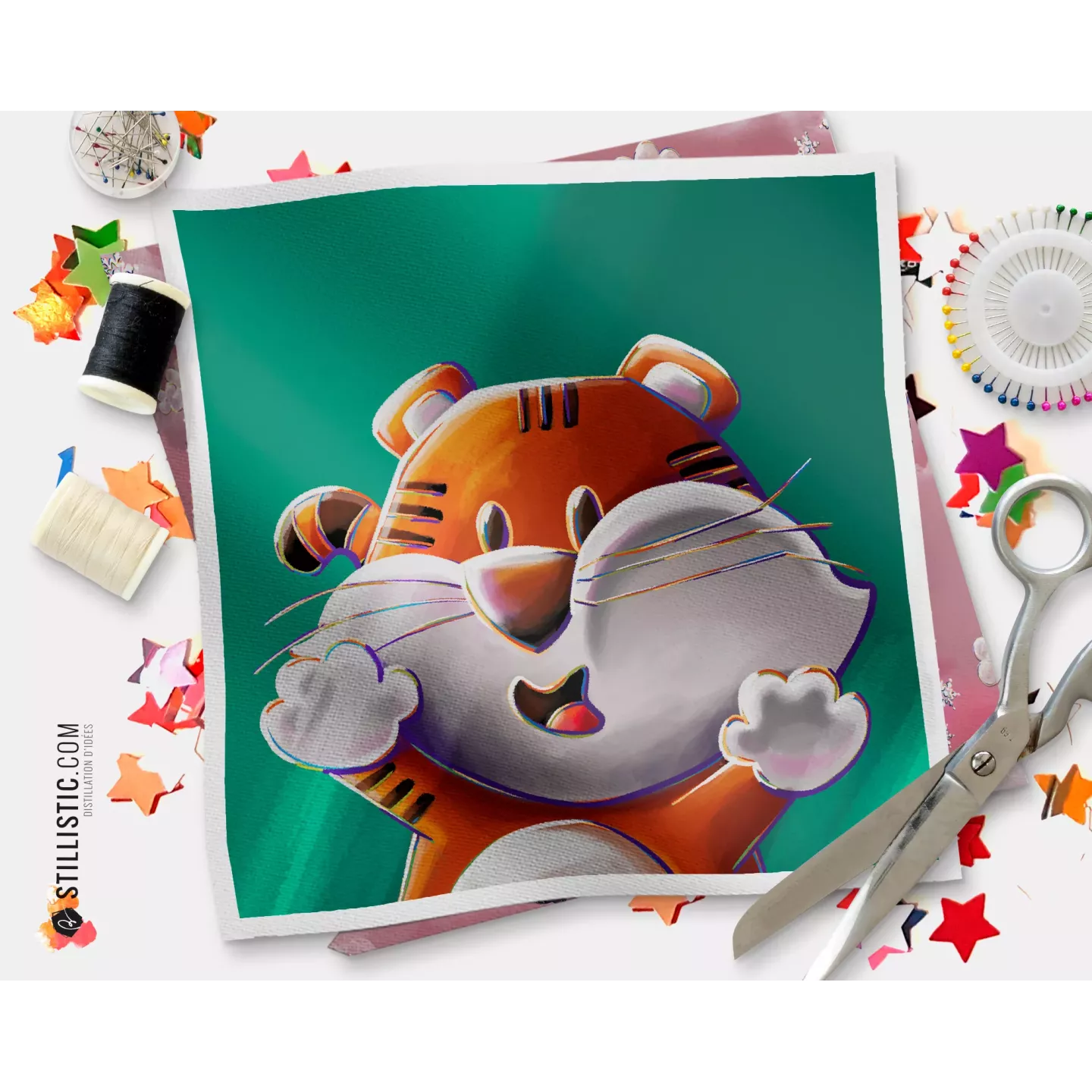 Coupon illustré  Tigre Les Lou-Sticks coton ou minky