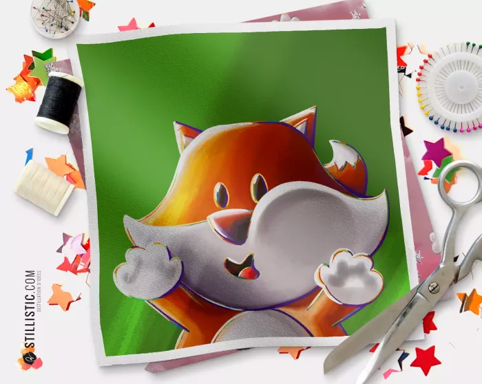 Coupon illustré Renard Les Lou-Sticks coton ou minky