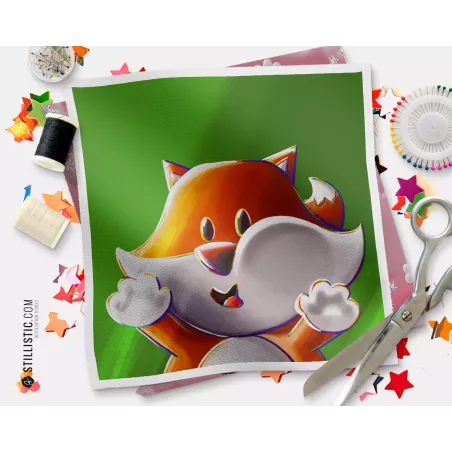 Coupon illustré Renard Les Lou-Sticks coton ou minky