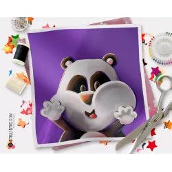 Coupon illustré Panda Les Lou-Sticks coton ou minky