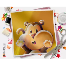 Coupon illustré Singe Les Lou-Sticks coton ou minky