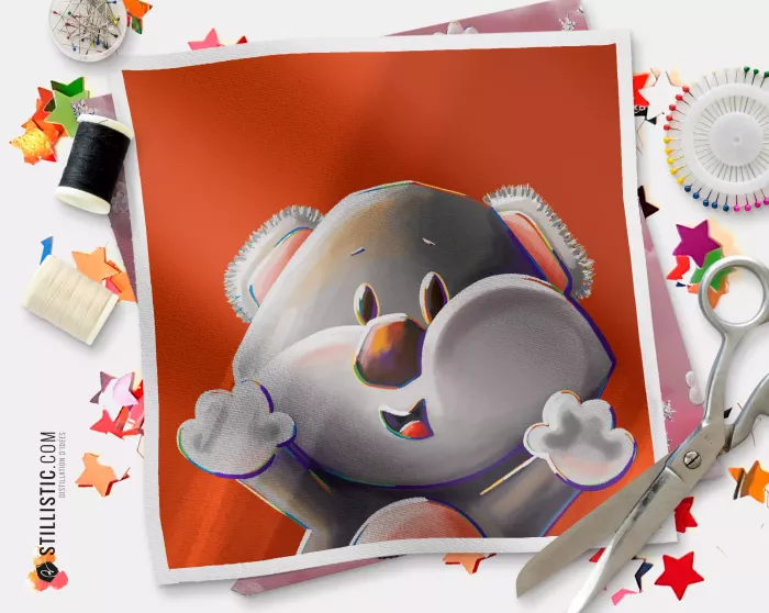 Coupon illustré Koala Les Lou-Sticks coton ou minky