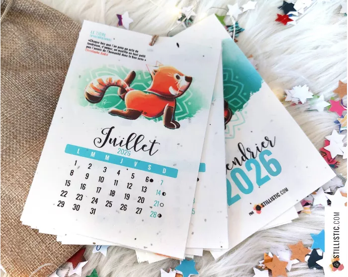 Calendrier 2026 à planter yogis éco-responsable