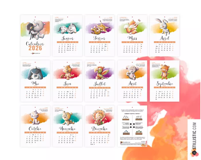 Calendrier 2026 à planter animaux éco-responsable
